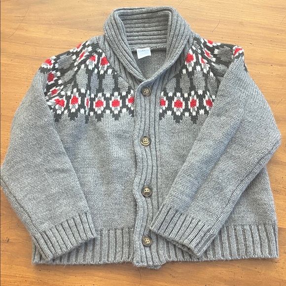 Carter's Other - Carter's Gray Knit Kids Cardigan with Red Accents